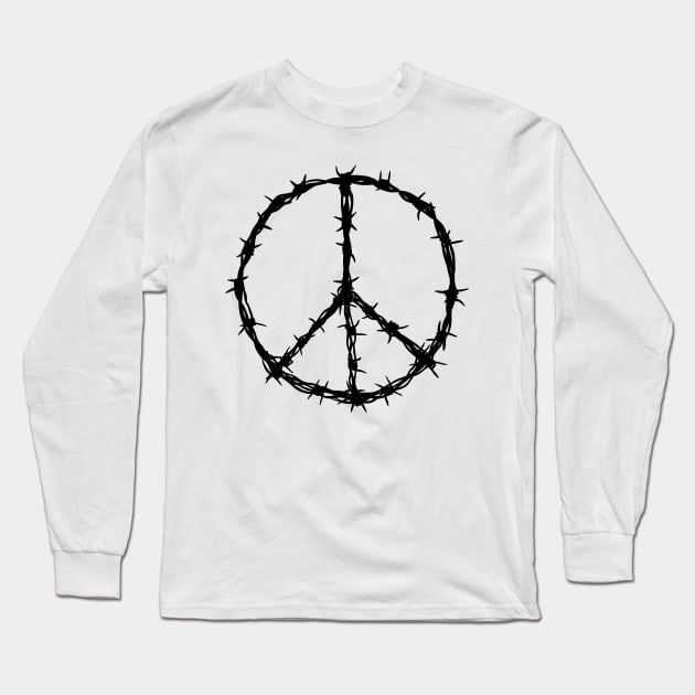 Barbed Wire Peace Sign Long Sleeve T-Shirt by Stupiditee